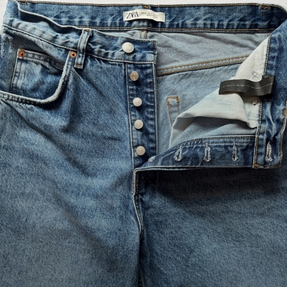 Zara Vintage Blue Washed Button Fly Straight - Picture 4 of 9